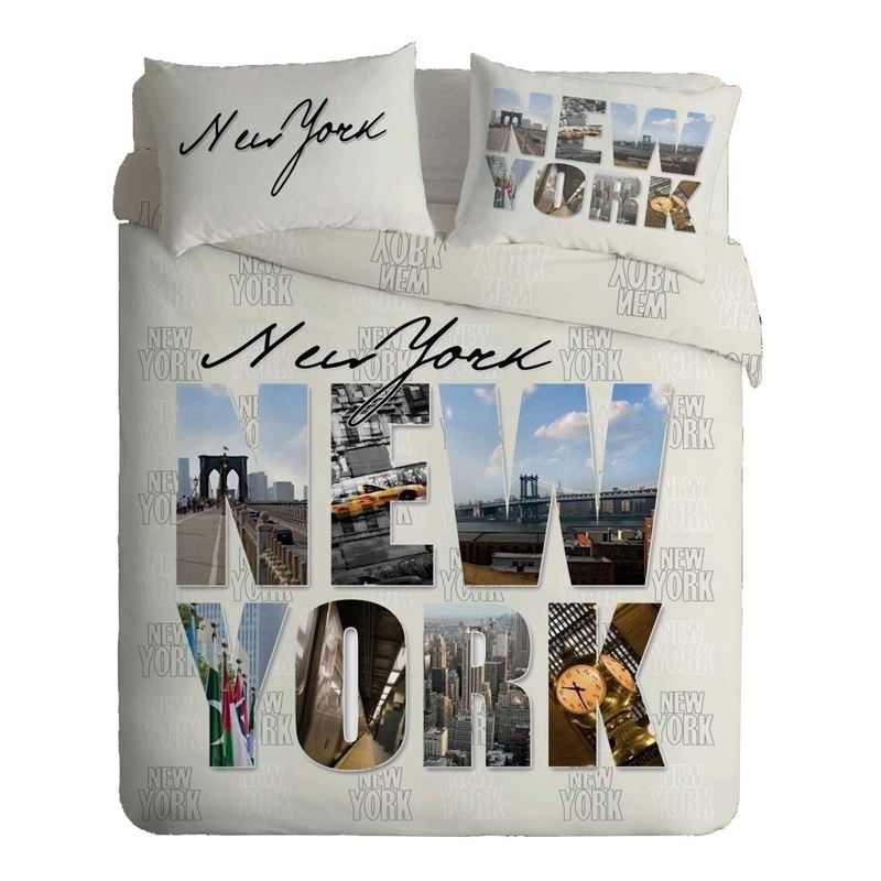 Goedkoopste B-bob New York flanel dekbedovertrek Wit 1-persoons (140x200 cm + 1 sloop)