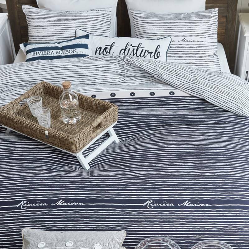 Goedkoopste Rivièra Maison Sylt Stripe dekbedovertrek Blauw 1-persoons (140x200/220 cm + 1 sloop)