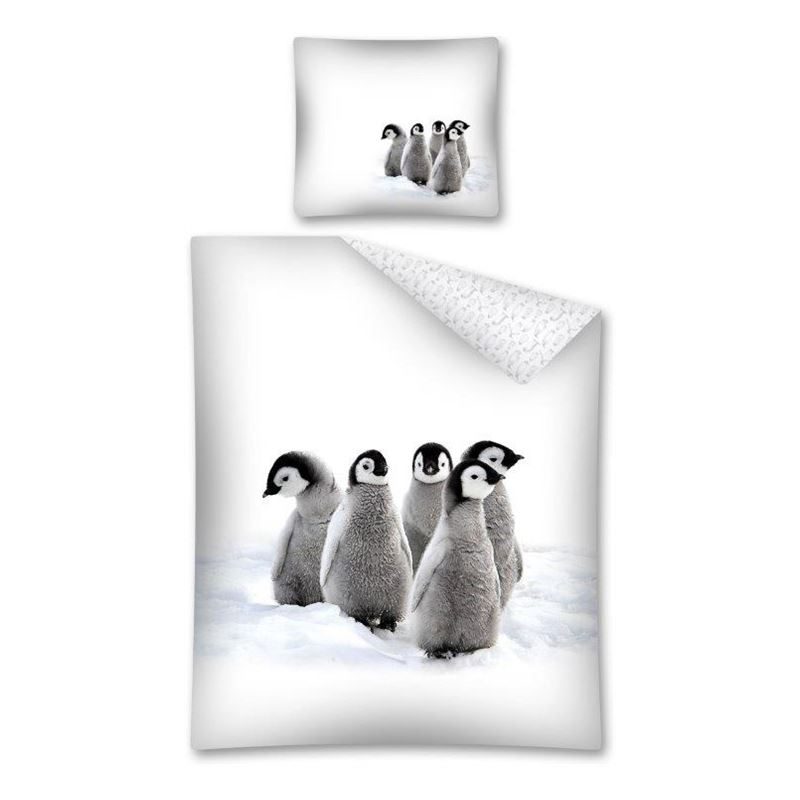 Goedkoopste Wild Animals Pinguïns dekbedovertrek Wit 1-persoons (140x200 cm + 1 sloop)