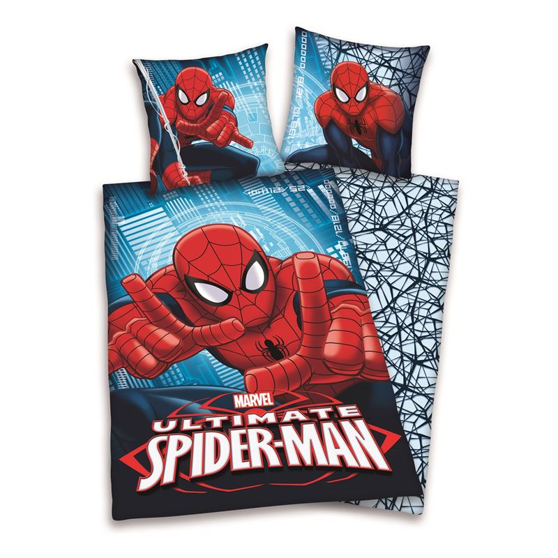 Spiderman dekbedovertrek Blauw 1-persoons (140x200 cm + 1 sloop)