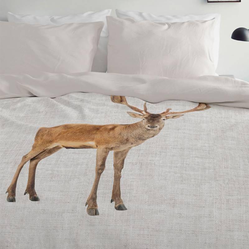 Goedkoopste Ambiante Cute Deer flanel dekbedovertrek Zand 1-persoons (140x200/220 cm + 1 sloop)