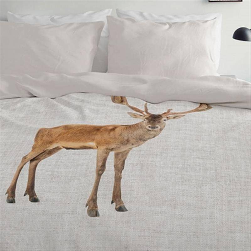 Goedkoopste Ambiante Cute Deer flanel dekbedovertrek Zand 2-persoons (200x200/220 cm + 2 slopen)