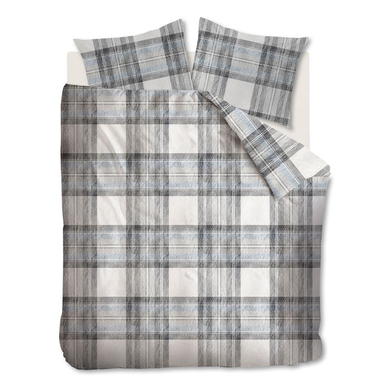 Goedkoopste Rivièra Maison Blake University flanel dekbedovertrek Bluegrey Lits-jumeaux (260x200/220 cm + 2 slopen)