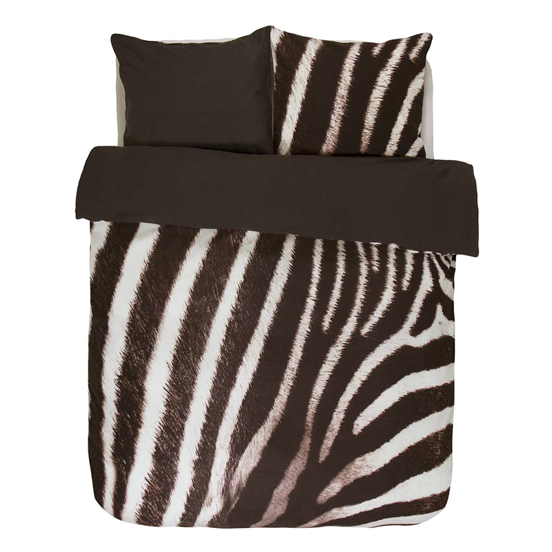 Goedkoopste Essenza Zebra flanel dekbedovertrek Anthracite 1-persoons (140x200/220 cm + 1 sloop)