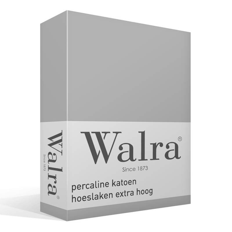 Walra percaline katoen hoeslaken extra hoog Licht Grijs 1-persoons (90x200 cm)