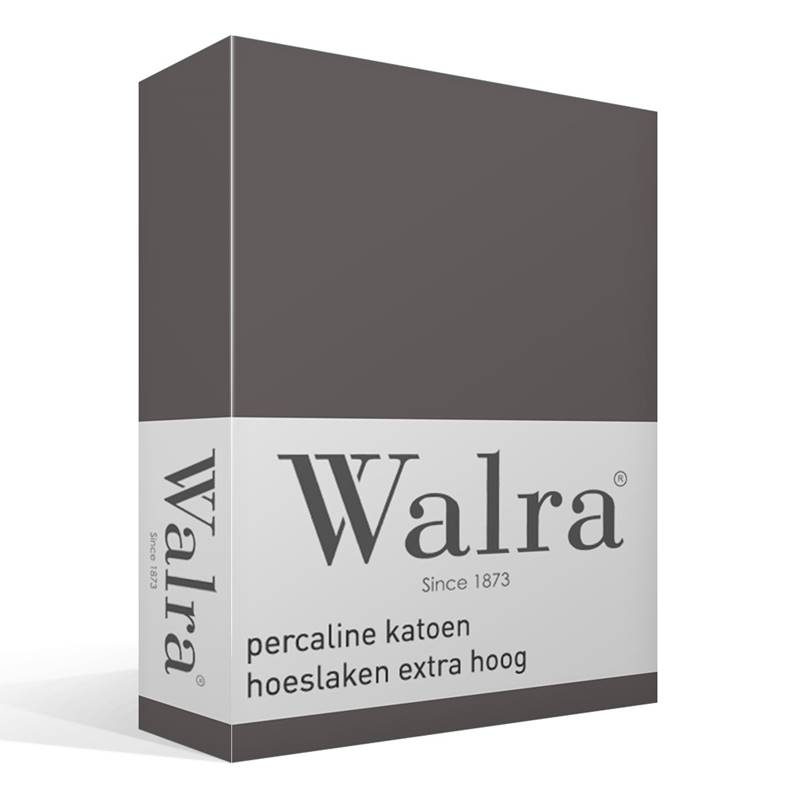 Walra percaline katoen hoeslaken extra hoog Antraciet 1-persoons (90x200 cm)