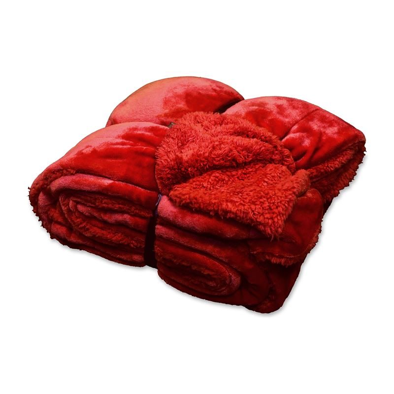 Goedkoopste Unique Living Jonas fleece plaid Red 150x200 cm