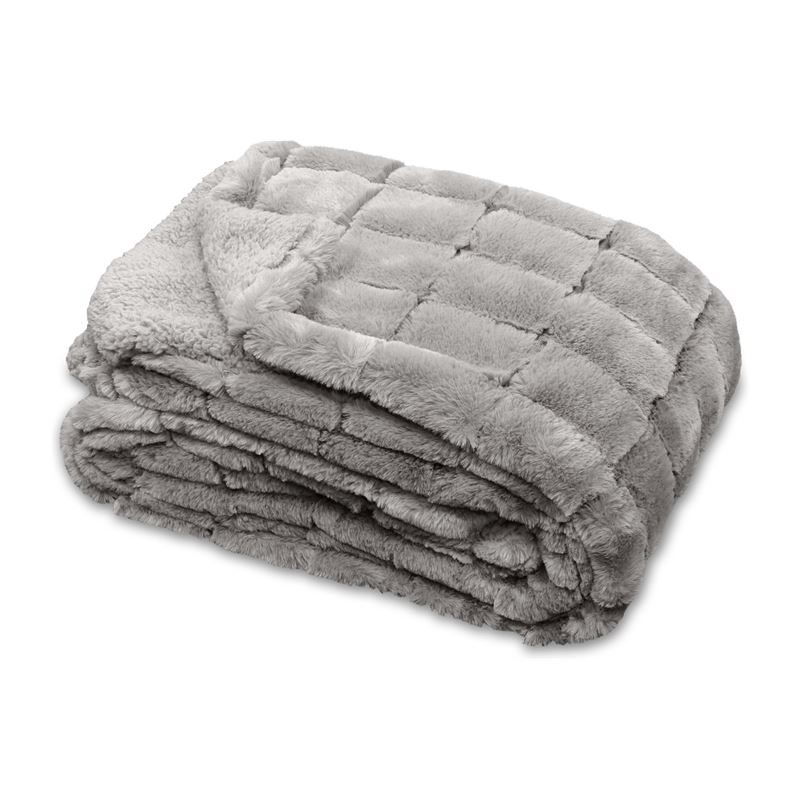 Goedkoopste Unique Living Xavi fleece plaid Grey 130x160 cm