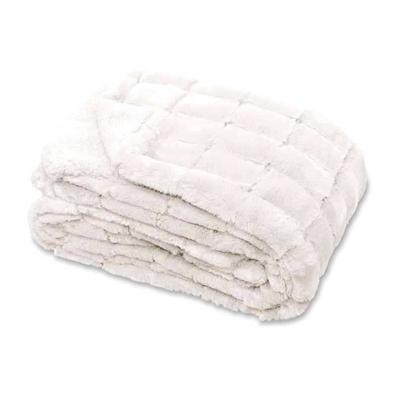 Goedkoopste Unique Living Xavi fleece plaid Off white 130x160 cm
