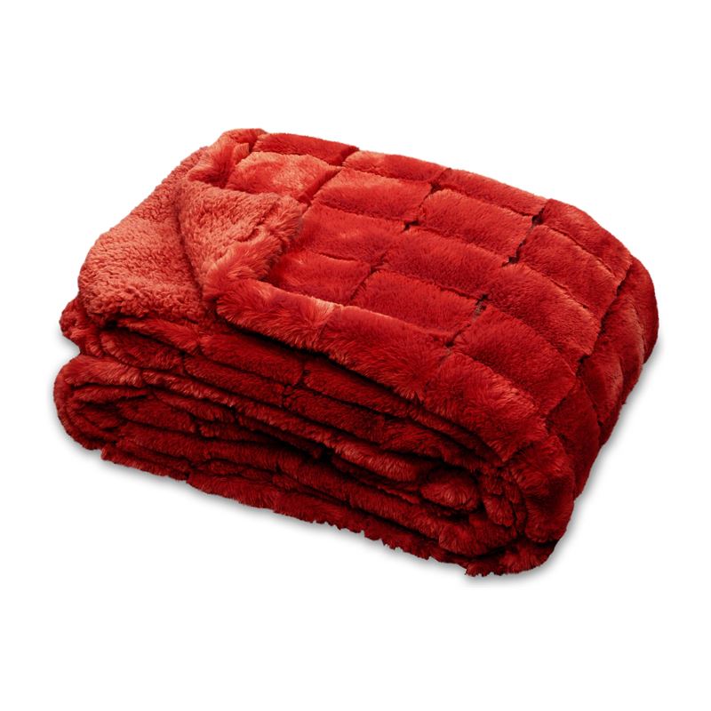 Goedkoopste Unique Living Xavi fleece plaid Red 130x160 cm