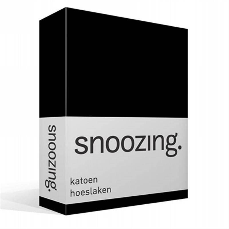Snoozing katoen hoeslaken Zwart 1-persoons (90x210 cm)