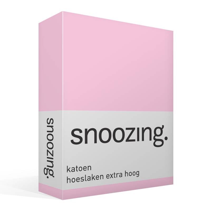 Snoozing katoen hoeslaken extra hoog Roze 1-persoons (90x200 cm)