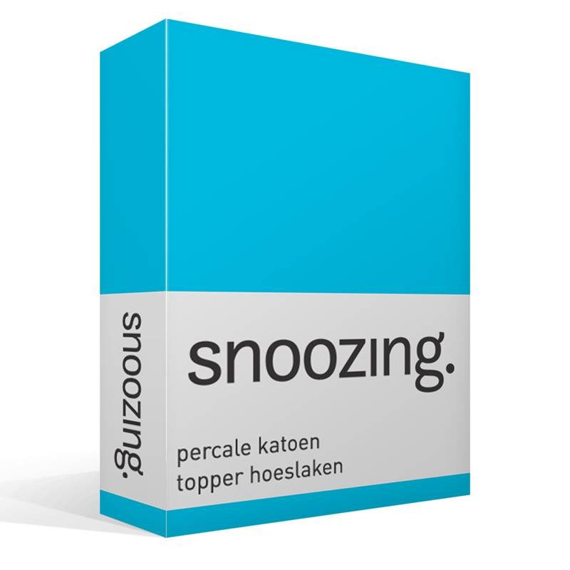 Snoozing percale katoen topper hoeslaken Turquoise 1-persoons (70x200 cm)