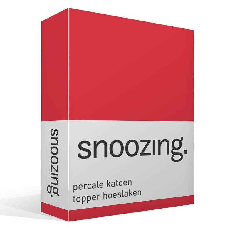 Snoozing percale katoen topper hoeslaken Rood 1-persoons (90x210 cm)