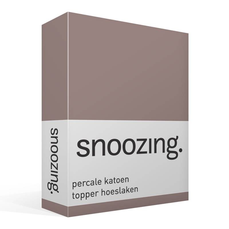 Snoozing percale katoen topper hoeslaken Taupe 2-persoons (120x200 cm)