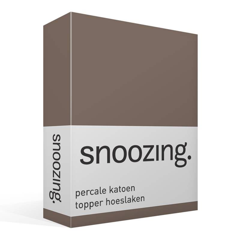 Snoozing percale katoen topper hoeslaken Bruin 1-persoons (70x200 cm)
