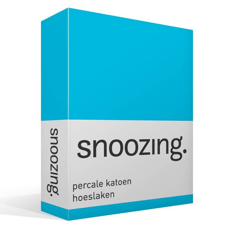 Goedkoopste Snoozing percale katoen hoeslaken Turquoise 2-persoons (140x200 cm)