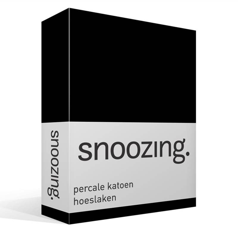 Goedkoopste Snoozing percale katoen hoeslaken Zwart Lits-jumeaux (160x200 cm)