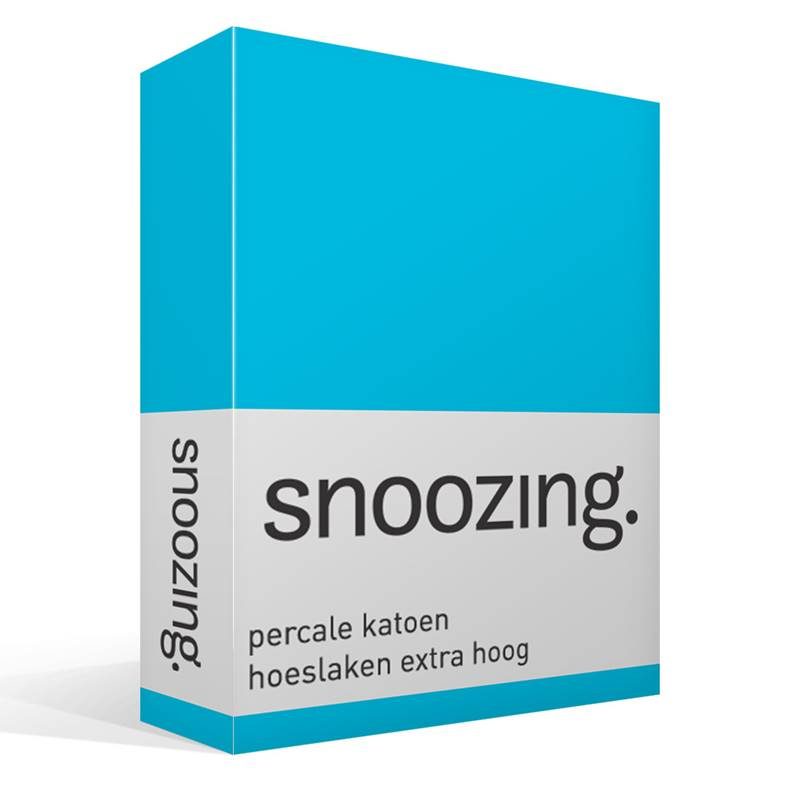 Goedkoopste Snoozing percale katoen hoeslaken extra hoog Turquoise 1-persoons (80x220 cm)