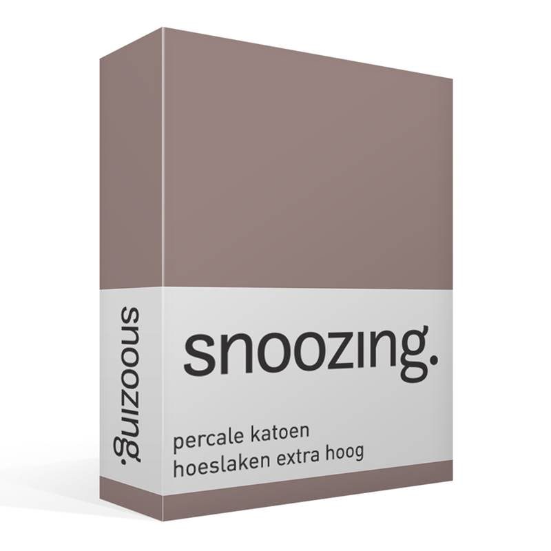 Goedkoopste Snoozing percale katoen hoeslaken extra hoog Taupe 2-persoons (140x200 cm)