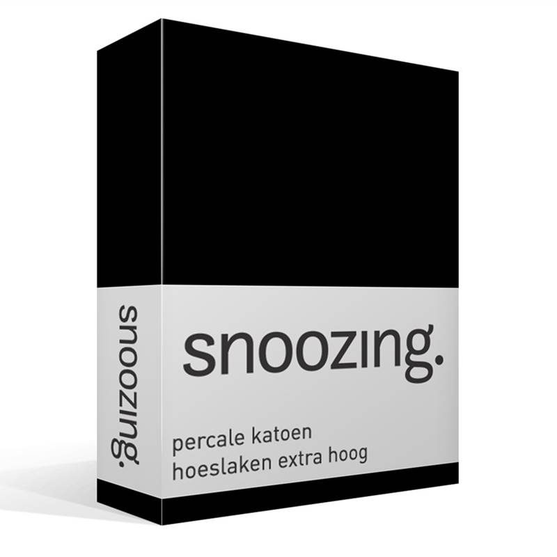 Goedkoopste Snoozing percale katoen hoeslaken extra hoog Zwart 2-persoons (120x200 cm)