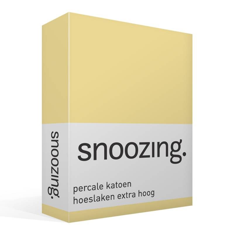 Goedkoopste Snoozing percale katoen hoeslaken extra hoog Geel Lits-jumeaux (160x200 cm)