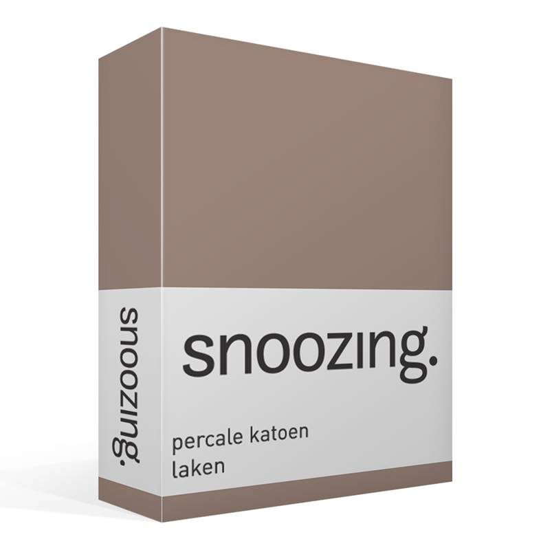 Snoozing percale katoen laken Taupe Lits-jumeaux (240x260 cm)