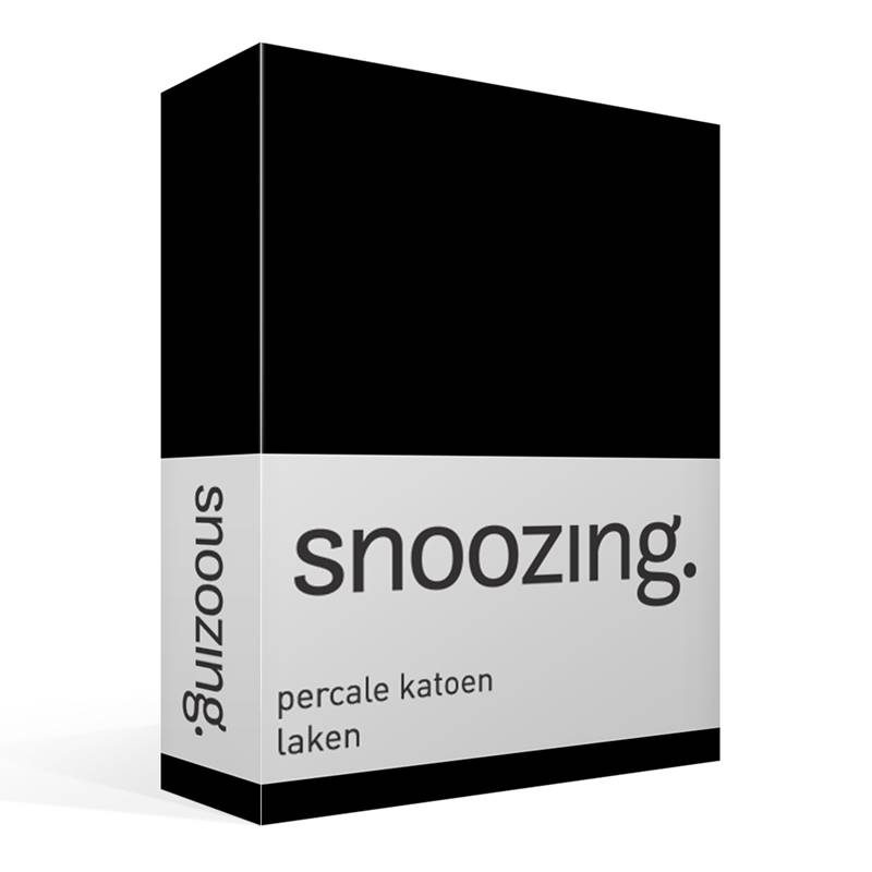 Snoozing percale katoen laken Zwart 2-persoons (200x260 cm)
