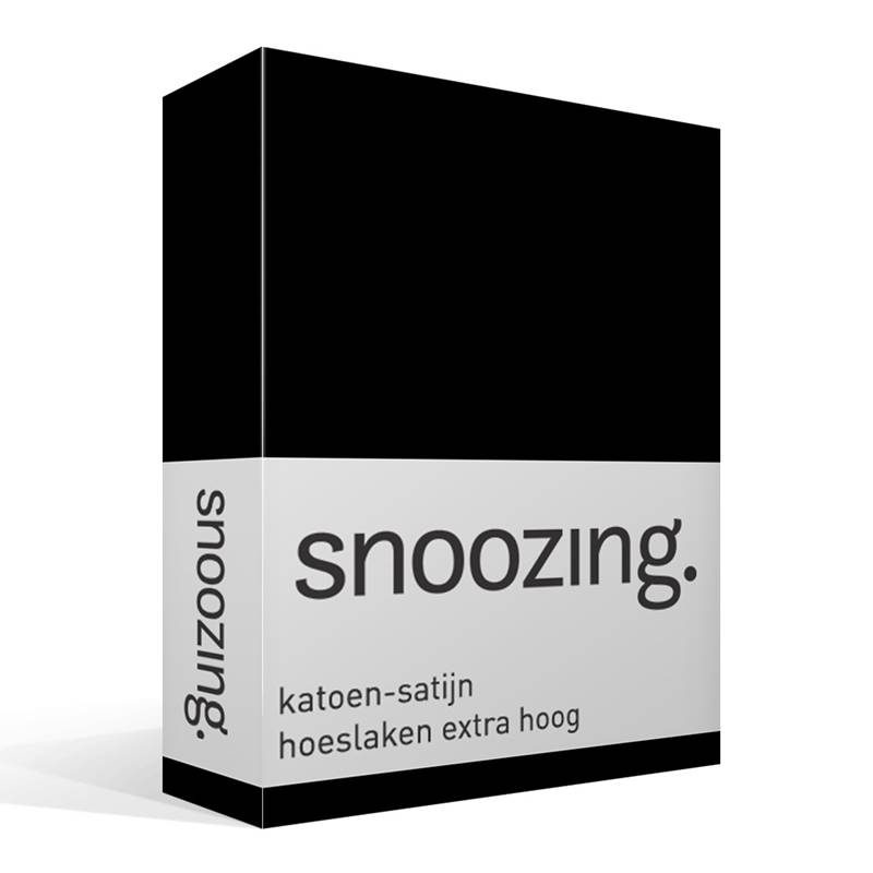 Snoozing katoen-satijn hoeslaken extra hoog Zwart 1-persoons (70x200 cm)