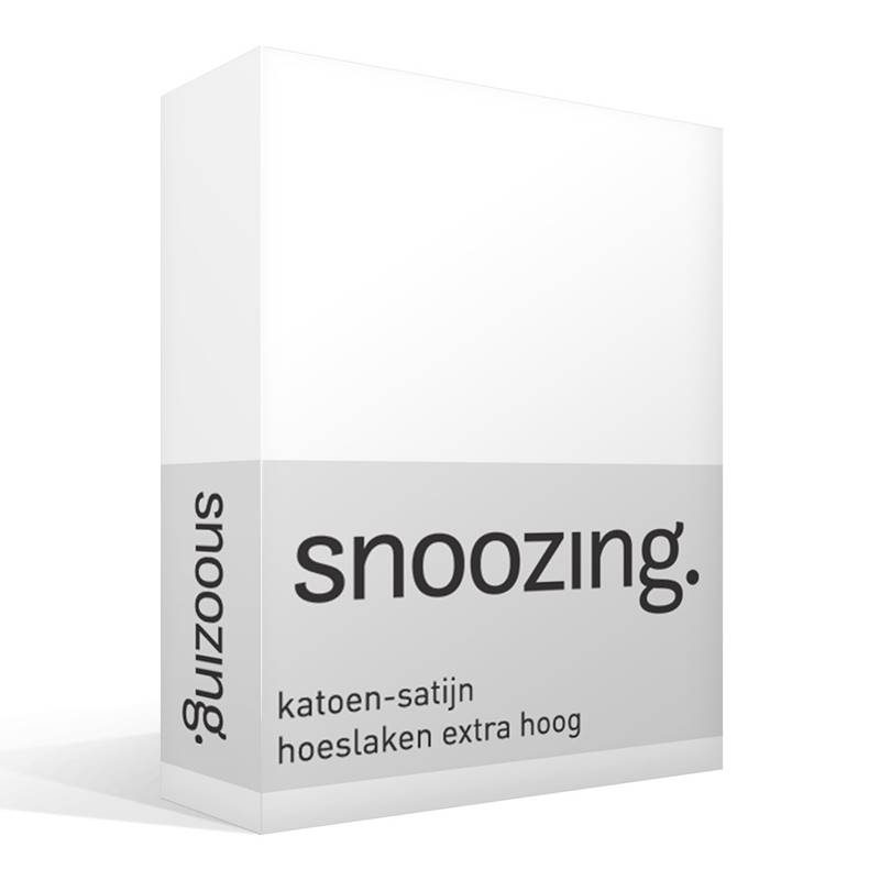 Snoozing katoen-satijn hoeslaken extra hoog Wit Lits-jumeaux (180x220 cm)