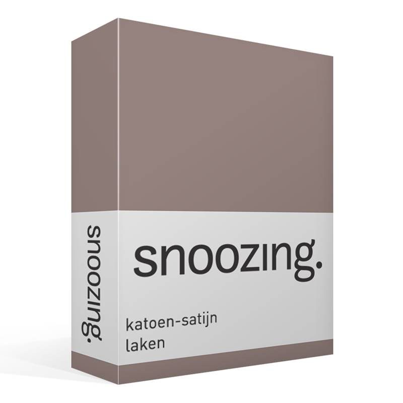 Goedkoopste Snoozing katoen-satijn laken Taupe Lits-jumeaux (240x260 cm)