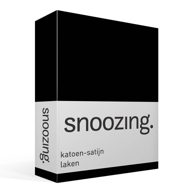 Snoozing katoen-satijn laken Zwart 1-persoons (150x260 cm)