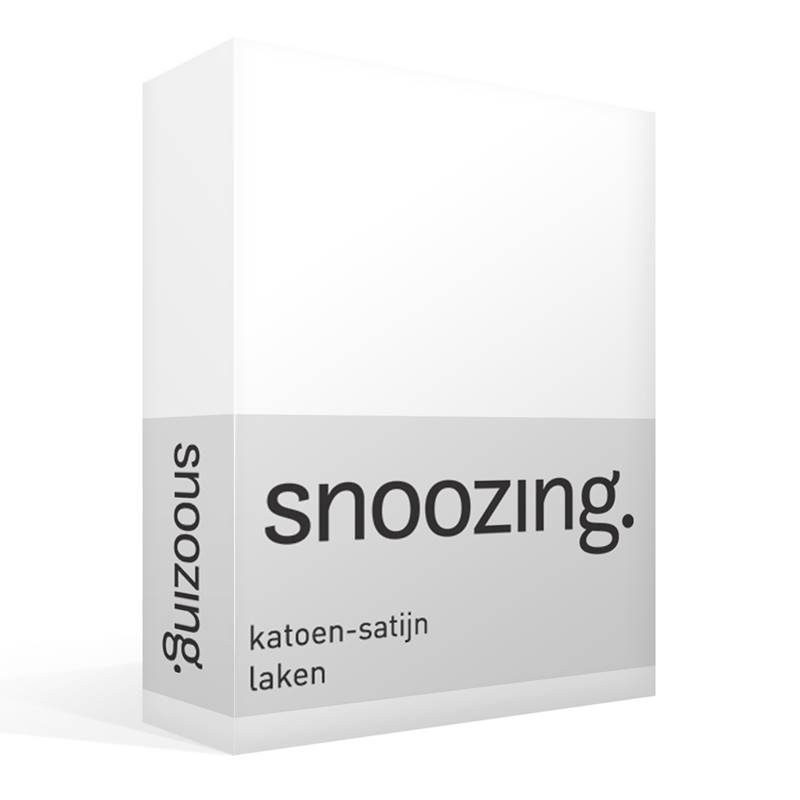 Snoozing katoen-satijn laken Wit Lits-jumeaux (240x260 cm)