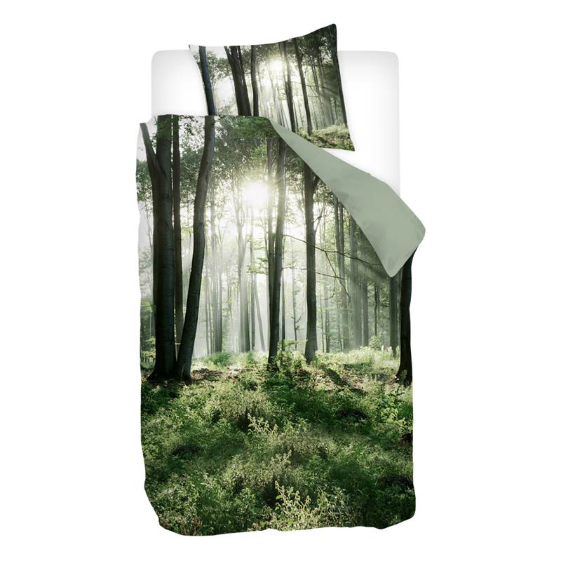 Goedkoopste Snoozing Forest dekbedovertrek Green 1-persoons (140x200/220 cm + 1 sloop)