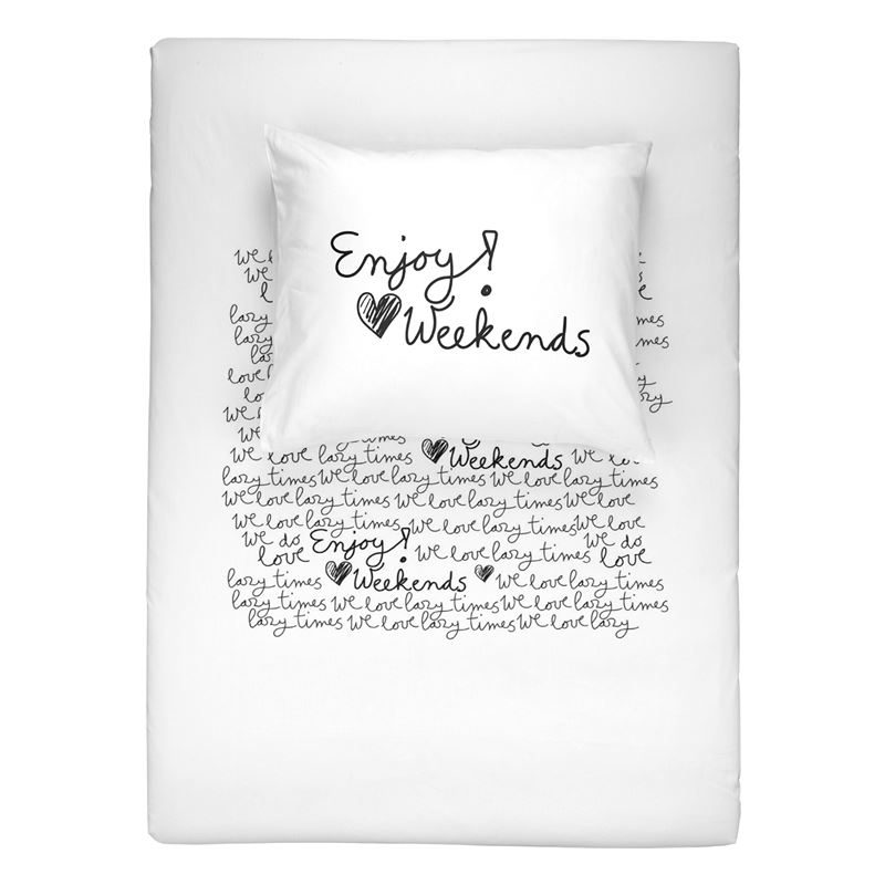 Walra Weekends dekbedovertrek Zwart-wit 1-persoons (140x200/220 cm + 1 sloop)