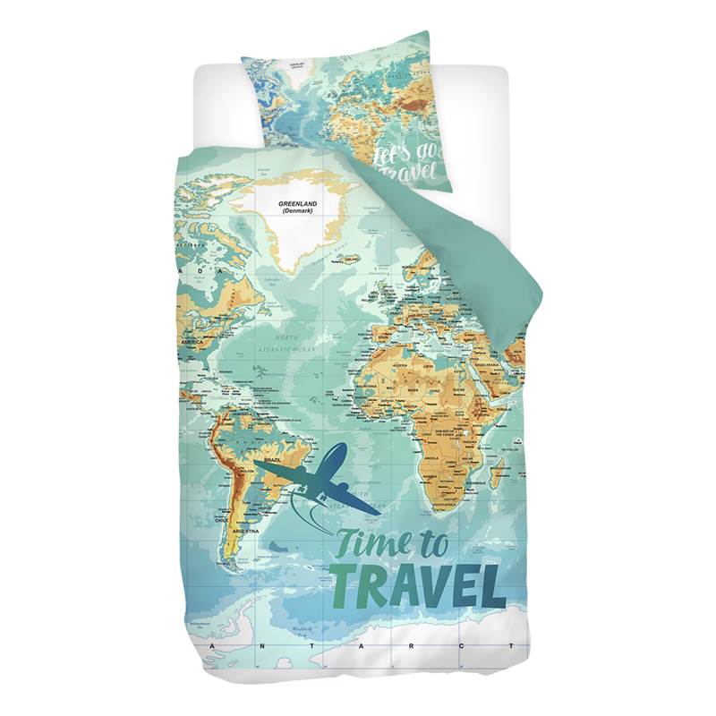 Goedkoopste Snoozing Worldmap dekbedovertrek Multi 1-persoons (140x200/220 cm + 1 sloop)