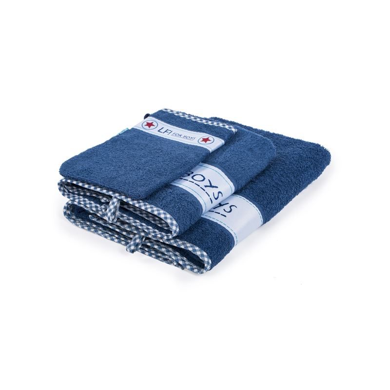 Lief! Boy Uni badtextiel Blauw Handdoek (50x90 cm) - Set van 2