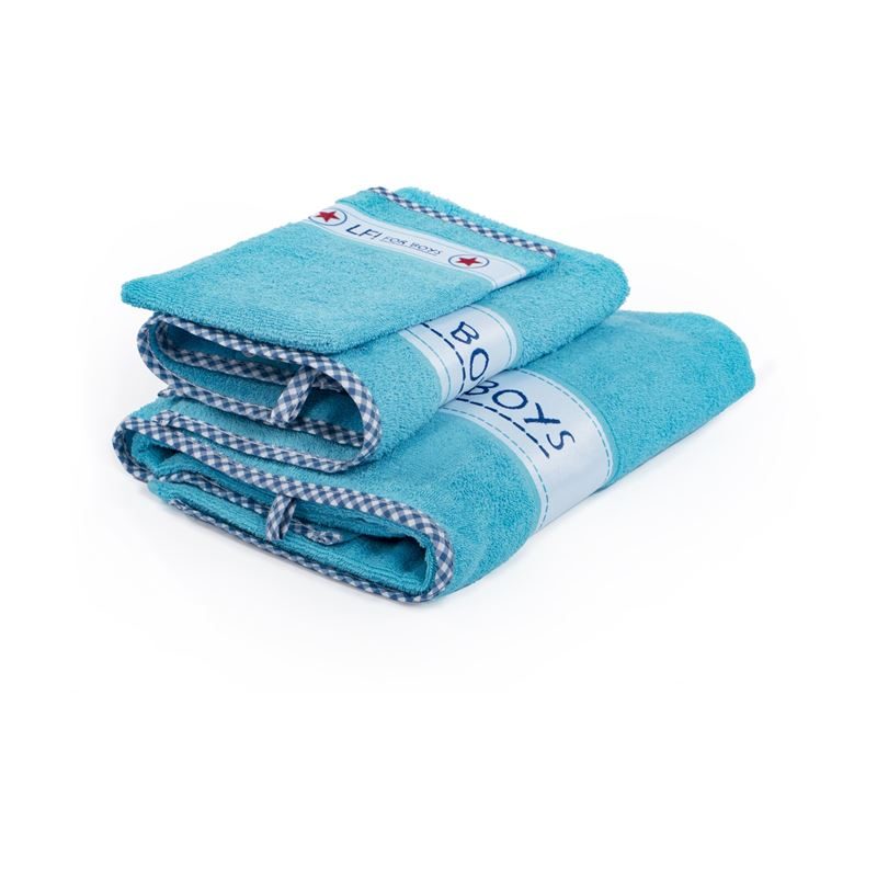 Lief! Boy Uni badtextiel Turquoise Handdoek (50x90 cm) - Set van 2