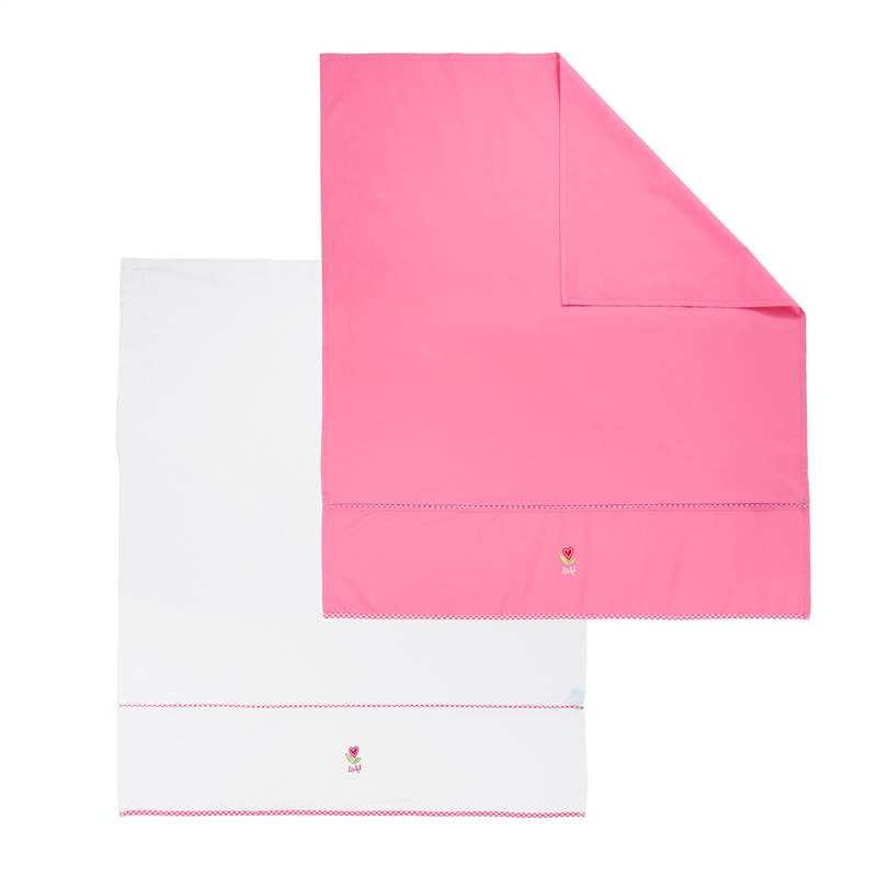 Lief! Girl kinderlaken (set van 2) Roze/wit Wiegje (80x100 cm)