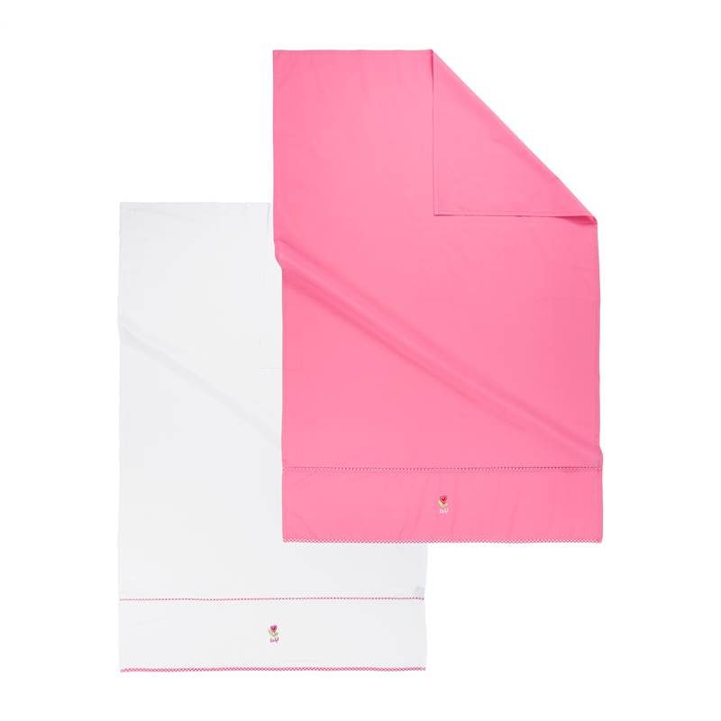 Lief! Girl kinderlaken (set van 2) Roze/wit Ledikant (100x150 cm)