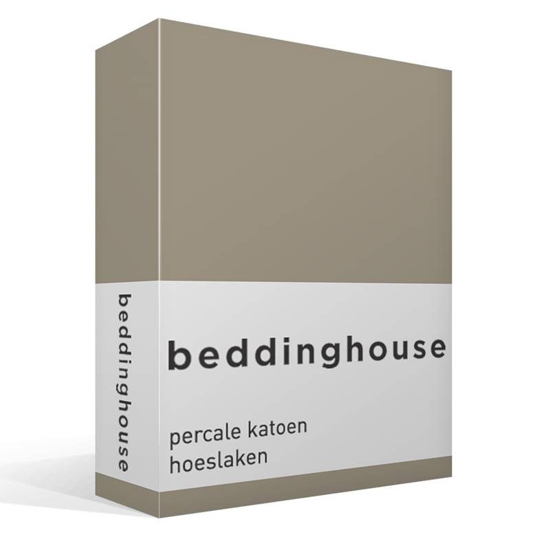 Beddinghouse percale katoen hoeslaken Taupe Lits-jumeaux (160x200 cm)