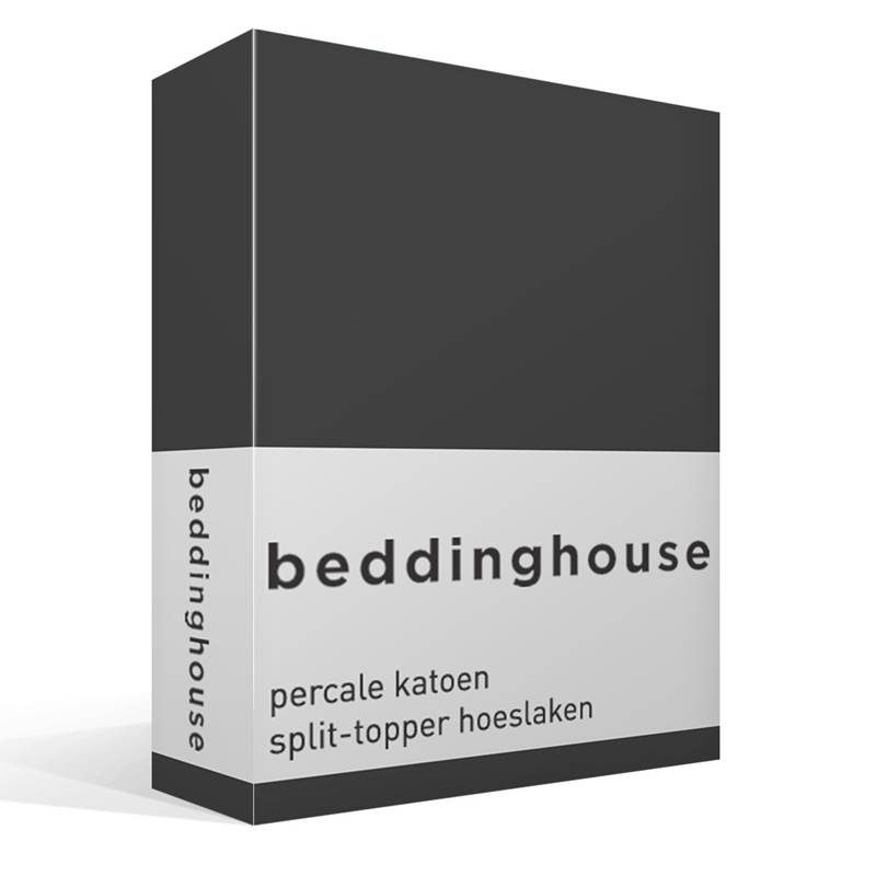 Beddinghouse percale katoen split-topper hoeslaken Anthracite 2-persoons (140x200 cm)