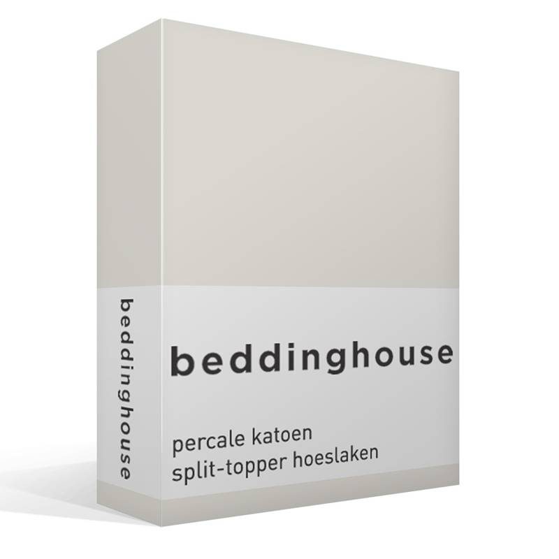 Beddinghouse percale katoen split-topper hoeslaken Off white Lits-jumeaux (160x200 cm)