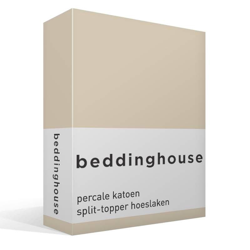 Beddinghouse percale katoen split-topper hoeslaken Natural 2-persoons (140x200 cm)