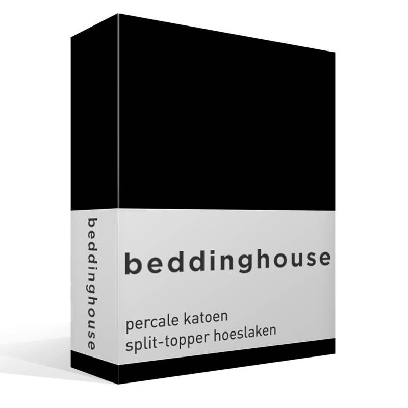 Beddinghouse percale katoen split-topper hoeslaken Black Lits-jumeaux (180x210/220 cm)