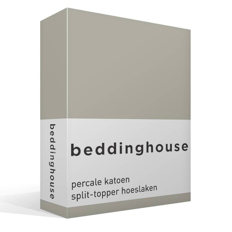 Beddinghouse percale katoen split-topper hoeslaken Sand 2-persoons (140x200 cm)