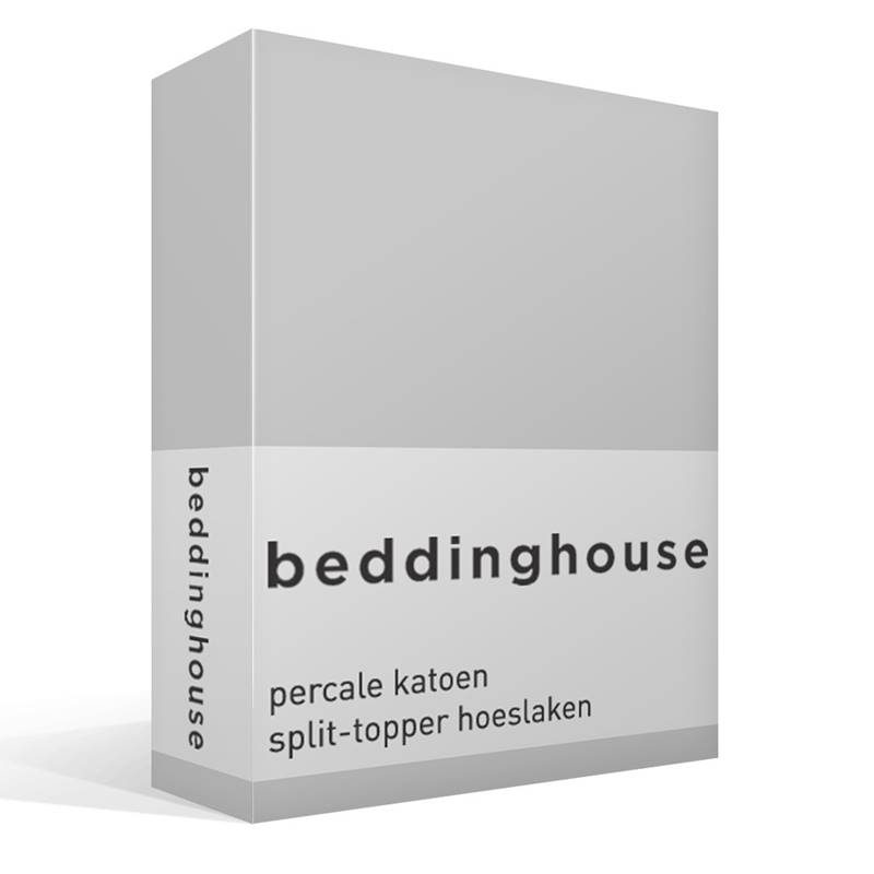 Goedkoopste Beddinghouse percale katoen split-topper hoeslaken Light grey 2-persoons (140x200 cm)