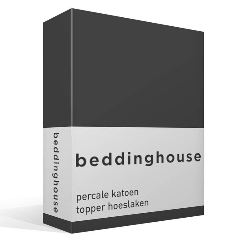 Beddinghouse percale katoen topper hoeslaken Anthracite 1-persoons (80/90x200 cm)