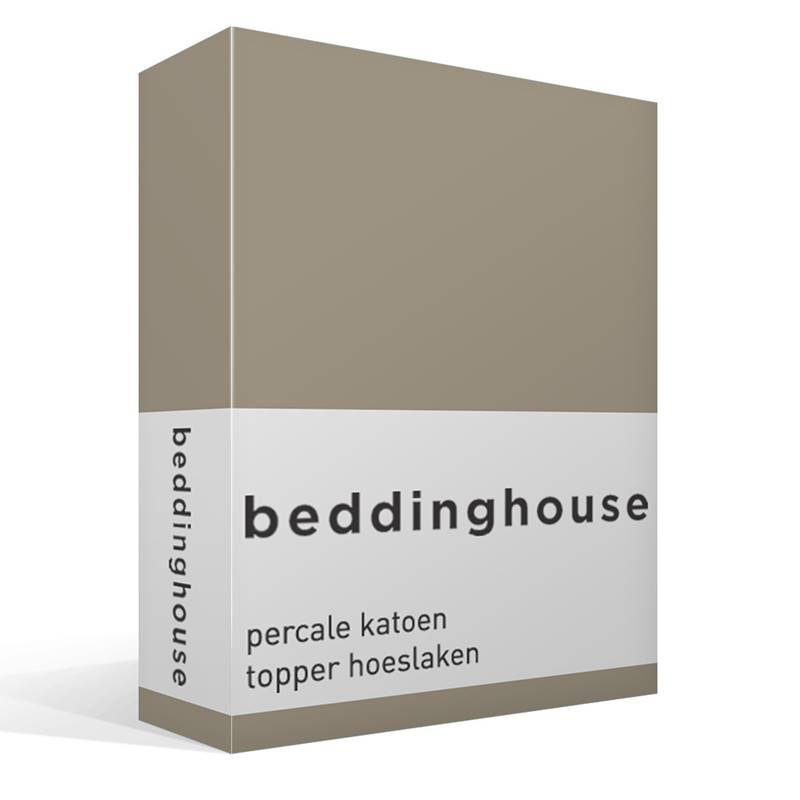 Goedkoopste Beddinghouse percale katoen topper hoeslaken Taupe Lits-jumeaux (160x200 cm)
