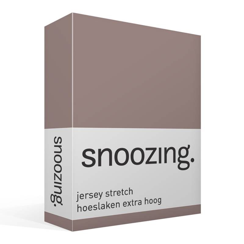 Snoozing jersey stretch hoeslaken extra hoog Taupe 2-persoons (120/130x200/220 cm)